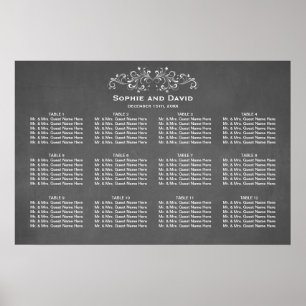 Chalkboard (Flourish and Swirl Seating Chart) Poster