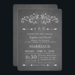 Chalkboard Flourish en Swirl | Uitnodiging tot wed<br><div class="desc">Robuust huwelijksontwerp met wervelende en bloeiende decoratieve illustratie,  twee pijlen met hart,  op een zwarte achtergrond. Het gebruik past hulpmiddel aan om uw info toe te voegen. Voor meer informatie,  bezoek mijn Chalkboard Flourish and Swirl Wedding Collectie.</div>