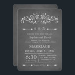 Chalkboard Flourish en Swirl | Uitnodiging tot wed<br><div class="desc">Robuust huwelijksontwerp met wervelende en bloeiende decoratieve illustratie,  twee pijlen met hart,  op een zwarte achtergrond. Het gebruik past hulpmiddel aan om uw info toe te voegen. Voor meer informatie,  bezoek mijn Chalkboard Flourish and Swirl Wedding Collectie.</div>