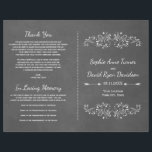 Chalkboard Flourish en Swirl | Weddenschap-program<br><div class="desc">Robuust huwelijksontwerp met wervelende en bloeiende decoratieve illustratie,  twee pijlen met hart,  op een zwarte achtergrond. Het gebruik past hulpmiddel aan om uw info toe te voegen. Voor meer informatie,  bezoek mijn Chalkboard Flourish and Swirl Wedding Collectie.</div>