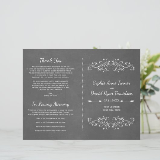 Chalkboard Flourish en Swirl | Weddenschap-program (Staand voorkant)