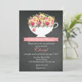 Chalkboard Flower Tea Cup Bridal Shower Uitnodigin Kaart (Staand voorkant)