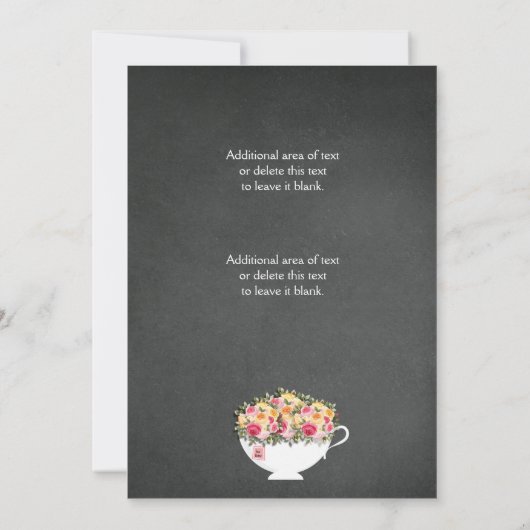 Chalkboard Flower Tea Cup Bridal Shower Uitnodigin Kaart (Achterkant)