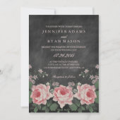  CHALKBOARD FLOWER WEDDING INVITATION KAART (Voorkant)