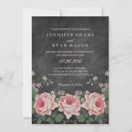 CHALKBOARD FLOWER WEDDING INVITATION KAART
