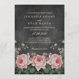  CHALKBOARD FLOWER WEDDING INVITATION KAART