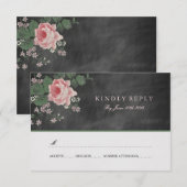  CHALKBOARD FLOWER WEDDING RSVP INVIATIES KAARTJE (Voorkant / Achterkant)