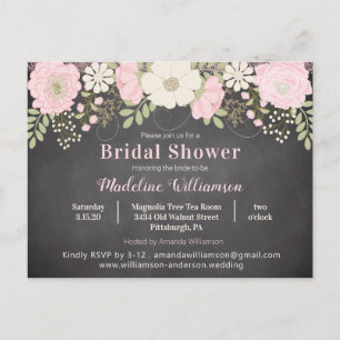 Chalkboard & Flowers Bridal Shower Invitation Briefkaart