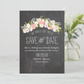 Chalkboard Flowers in Bloom Save the Date (Staand voorkant)