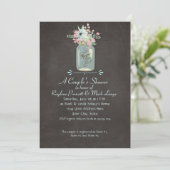 Chalkboard Flowers Rustic Mason Jar Modern Floral Kaart (Staand voorkant)