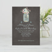 Chalkboard Flowers Rustic Mason Jar Modern Floral Kaart (Staand voorkant)