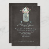 Chalkboard Flowers Rustic Mason Jar Modern Floral Kaart (Voorkant / Achterkant)