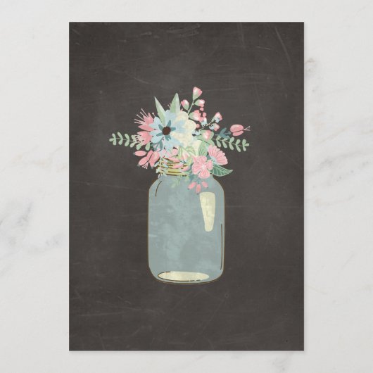 Chalkboard Flowers Rustic Mason Jar Modern Floral Menu (Achterkant)