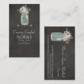 Chalkboard Flowers Rustic Mason Jar Modern Floral Visitekaartje (Voorkant / Achterkant)