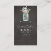 Chalkboard Flowers Rustic Mason Jar Modern Floral Visitekaartje (Voorkant)