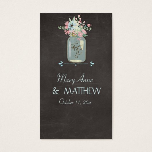 Chalkboard Flowers Rustic Mason Jar Modern Floral Visitekaartjes (Voorkant)