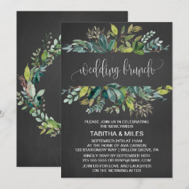 Chalkboard Foliage Wedding Brunch Kaart