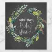 Chalkboard Foliage Wreated Vrijgezellenfeest Wijn Etiket (Enkel label)