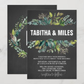Chalkboard Foliage WreatKaart Backing Wedding Kaart (Voorkant / Achterkant)