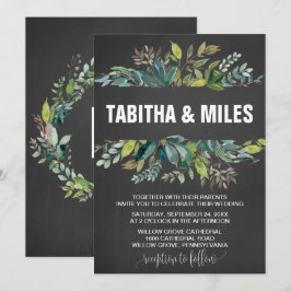 Chalkboard Foliage WreatKaart Backing Wedding Kaart