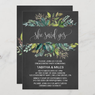 Chalkboard Foliage zei ja tegen Engagement Party Kaart