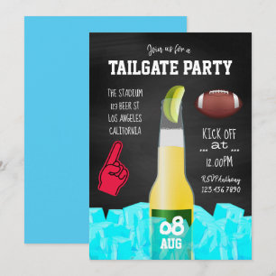 Chalkboard Football Tailgate Party Invitation Kaart