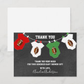 Chalkboard FOOTBALL Thema THANK U baby shower Bedankkaart (Voorkant / Achterkant)
