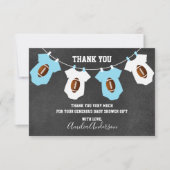 Chalkboard FOOTBALL Thema THANK U baby shower Bedankkaart (Voorkant)