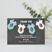 Chalkboard FOOTBALL Thema THANK U baby shower Bedankkaart (Staand voorkant)