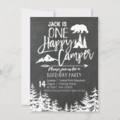 Chalkboard Forest Camping Birthday party camper Kaart (Voorkant)