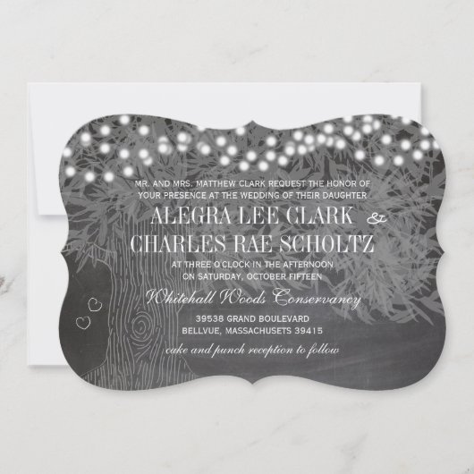 Chalkboard Forest Romantic Tree Wedding Kaart (Voorkant)