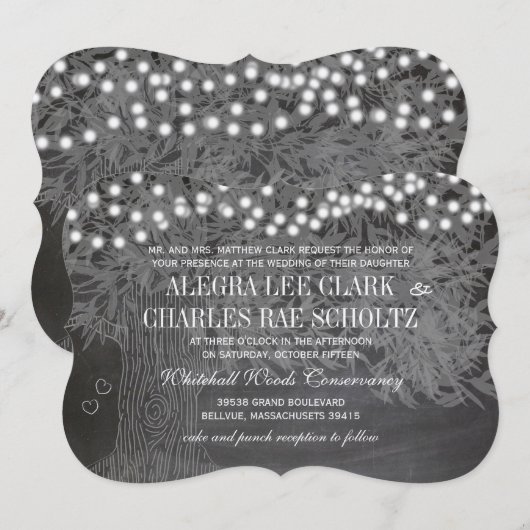 Chalkboard Forest Romantic Tree Wedding Kaart (Voorkant / Achterkant)