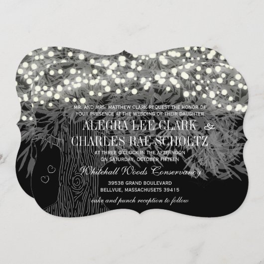 Chalkboard Forest Romantic Tree Wedding Kaart (Voorkant / Achterkant)