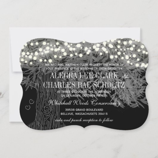 Chalkboard Forest Romantic Tree Wedding Kaart (Voorkant)