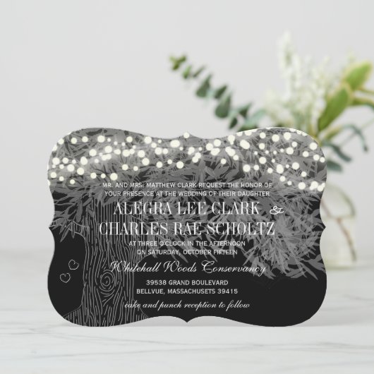Chalkboard Forest Romantic Tree Wedding Kaart (Staand voorkant)