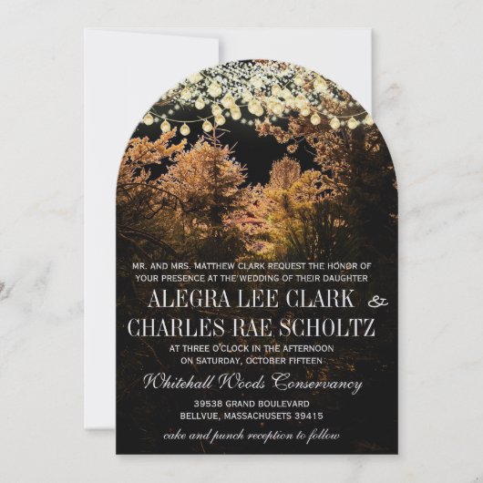 Chalkboard Forest Romantic Tree Wedding Kaart (Voorkant)