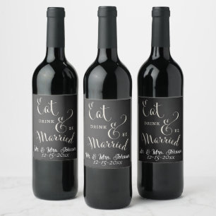 Chalkboard Forever en Altijd Wine Labels Wijn Etiket