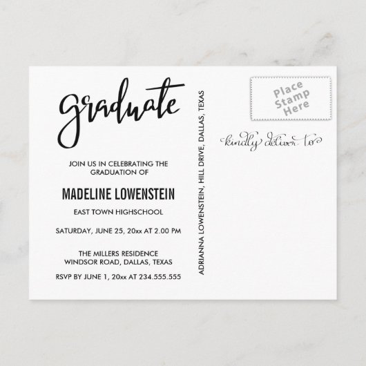 Chalkboard | Foto Afstuderen Afstudeerder Script R Uitnodiging Briefkaart (Achterkant)