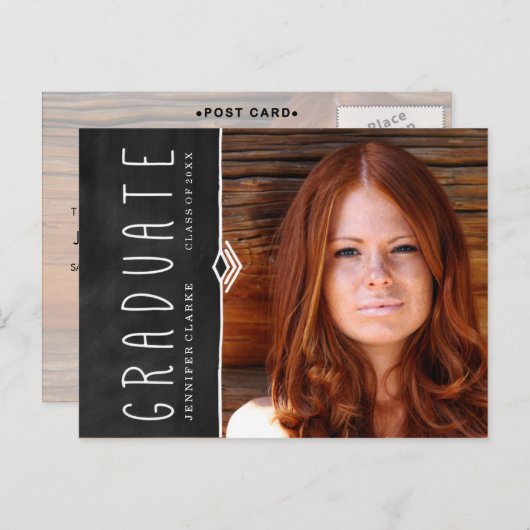 CHALKBOARD FOTO AFSTUDEREN FEEST UITNODIGING (Voorkant / Achterkant)