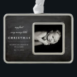 Chalkboard Foto Baby's Mijn eerste zeer prettige k Verzilverd Omlijst Ornament<br><div class="desc">Black Chalkboard Baby is mijn eerste mooie kerstfoto.

Ontworpen door: fat*fa*tin. Eenvoudig aan te passen met uw eigen tekst,  foto of afbeelding. Voor douaneverzoeken,  te contacteren gelieve vet*fa*tin direct. Aangepaste kosten zijn van toepassing.

www.zazzle.com/fat_fa_tin www.zazzle.com/color_therapy www.zazzle.com/fatfatin_blue_knotwww.zazzle.com/fatfatin_red_knotwww.zazzle.com/fatfatin_mini_mewww.zazzle.com/fatfatin_boxwww.zazzle.com/fatfatin_designwww.zazzle.com/fatfatin_ink</div>