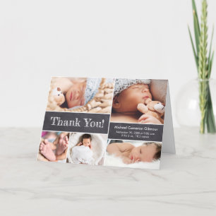 Chalkboard Foto.Collage Baby Shower Dank u Bedankkaart