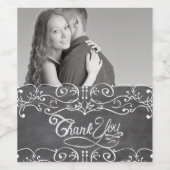 Chalkboard foto dank u typografie bruiloft wijn etiket (Enkel label)