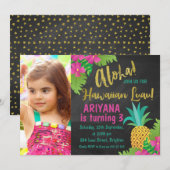 Chalkboard Foto Hawaiian Luau Verjaardag Uitnodigi Kaart (Voorkant / Achterkant)