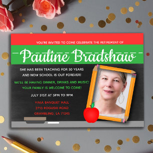 Chalkboard Foto Teacher Retirement Party Kaart