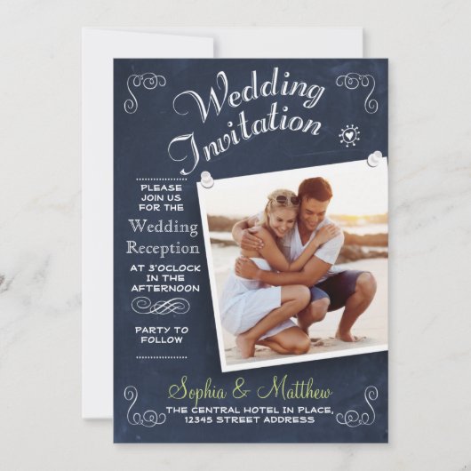 Chalkboard | Foto | Uitnodiging tot het ontvangen  (Voorkant)