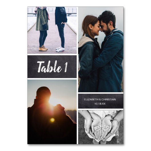 Chalkboard Fotocollage Trouwtafel nummer Kaart (Achterkant)