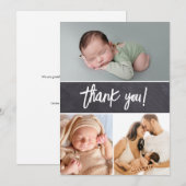 Chalkboard-foto's Baby shower met handschrift Bedankkaart (Voorkant / Achterkant)