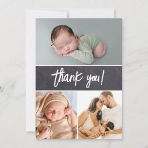 Chalkboard-foto's Baby shower met handschrift Bedankkaart