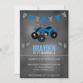 Chalkboard Four Wheeler, ATV Birthday Invitation Kaart (Voorkant)