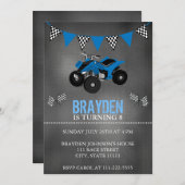 Chalkboard Four Wheeler, ATV Birthday Invitation Kaart (Voorkant / Achterkant)